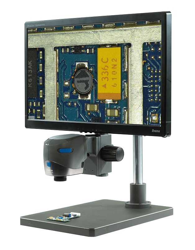 VE Cam single arm boom stand with monitor 300dpi